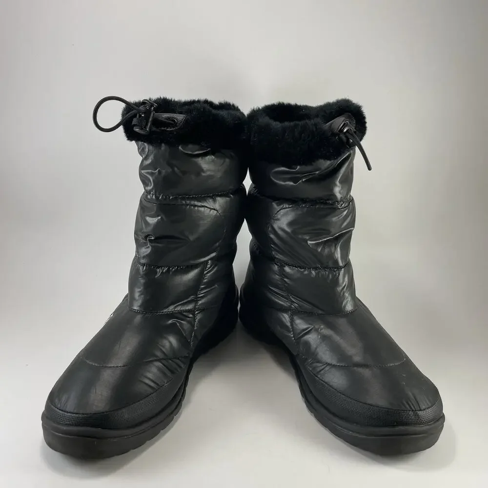 The North Face Nuptse Boots Womens 10 Goose Down Winter Snow Fur Black 616273